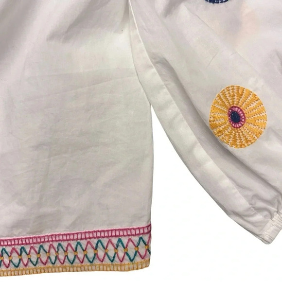 Madewell Embroidered Off-the-Shoulder White Top Floral Boho Crop Relaxed Fit - Picture 6 of 11